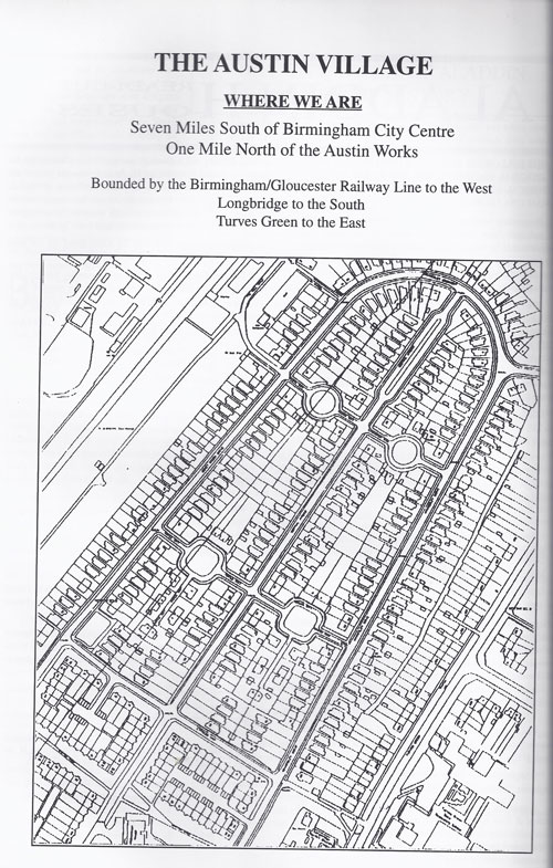 map showing in black line drawing the original layout of Austin Village